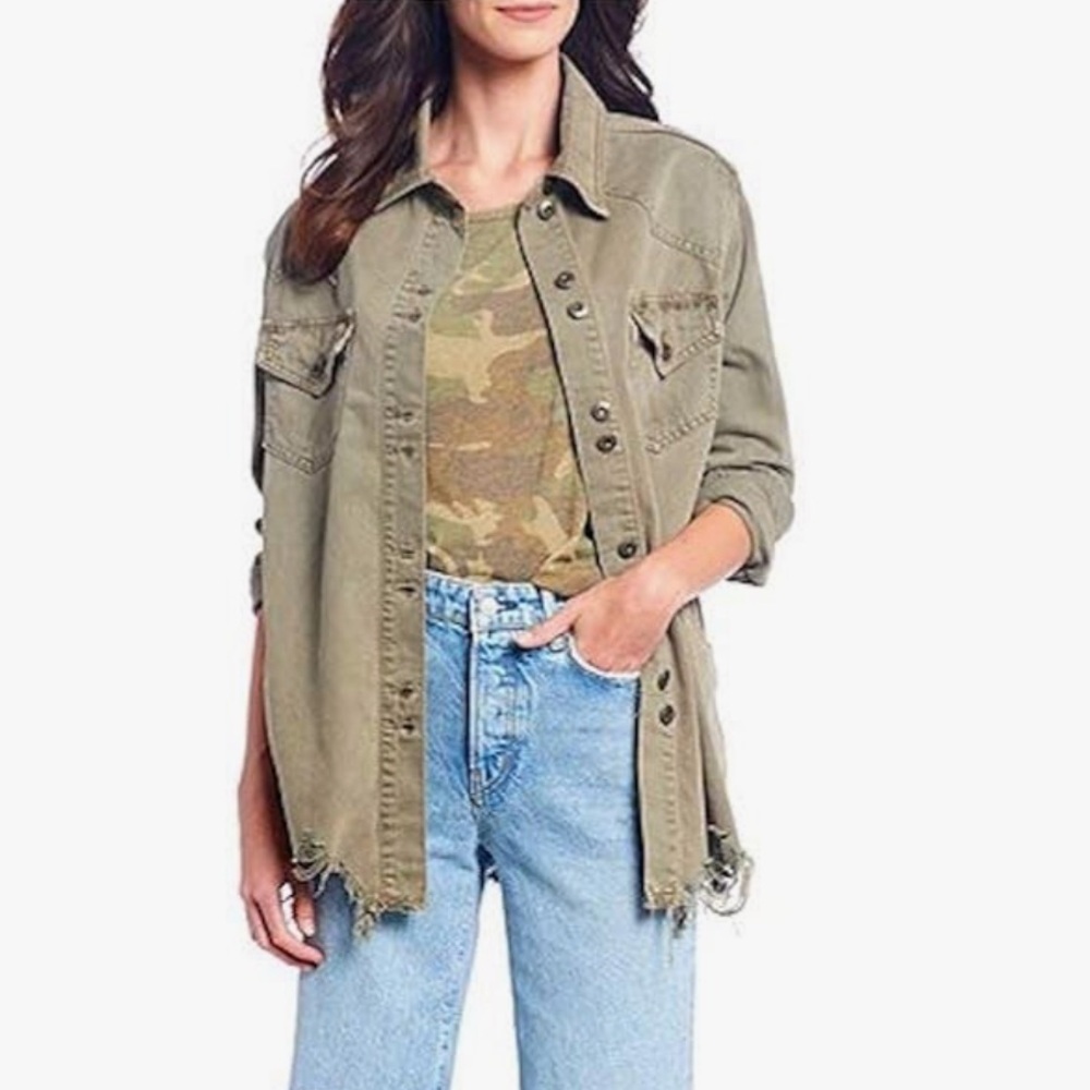 Free People Moonchild shirt Jacket Medium distressed look